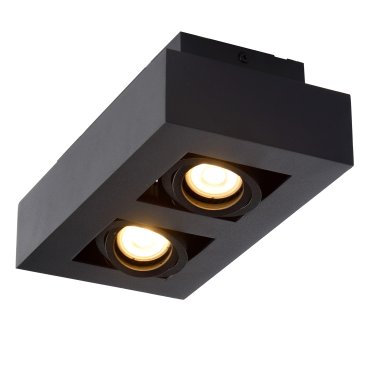 Lucide Xirax - spot en saillie 2L - 14 x 25 x 8,8 cm - 2 x 5W LED dimmable inclus - dim to warm - noir