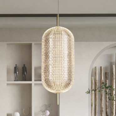 Searchlight Capsule - lampe suspendue - Ø 15 x 150 cm - 20W LED dimmable inclus - laiton satiné