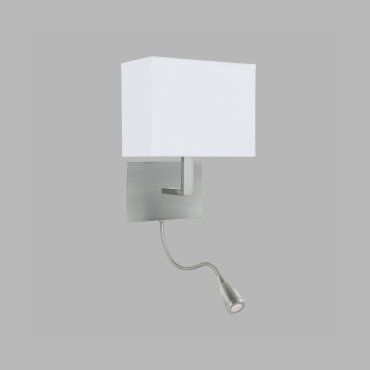 Searchlight Wall - applique murale avec double interrupteur - 20 x 25,5 cm - 1W LED inclus - nickel mat