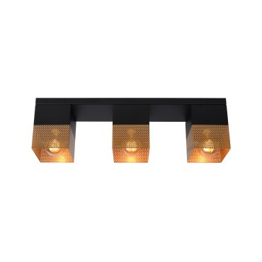 Lucide Renate - plafonnier - 54 x 10 x 16 cm - noir et or mat