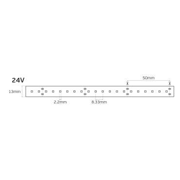 VK Lighting Bande LED - largeur 1,3cm, longueur 500cm - 24Vdc - dimmable - 12W LED par mètre - 120 LED par mètre - IP66 - 2700K