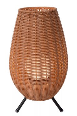 Lucide Colin - lampe de table rechargeable pour extérieur - Ø 22 x 36 cm - 3 step dimmer - 3W dimmable LED inclus - IP44 - bois clair