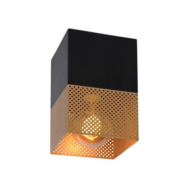 Lucide Renate - plafonnier - 10 x 10 x 16 cm - noir et or mat