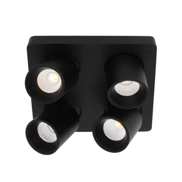 Artdelight Laguna - spot en saillie 4L - 22 x 22 x 9,5 cm - 4 x 6W LED dimmable inclus - noir