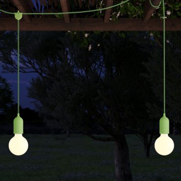 Creative Cables Eiva F-snake - guirlande lumineuse portable - longueur totale de 2,25 mètres - 2 prises Eiva 3 voies E27 avec support de câble en silicone - IP65 - vert tendre