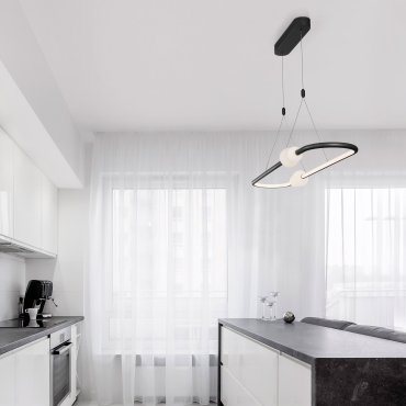 Nova Luce Celia - lampe suspendue avec télécommande - 100 x 28 x 120 cm - 44,2W LED dimmable inclus - noir et opale