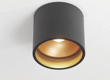 Artdelight Ormond - plafonnier - Ø 11 x 10 cm - 7W dimmable LED inclus - IP54 - noir/doré