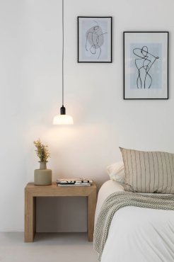 Faro Tatawin - lampe suspendue - Ø 18,4 x 108,1 cm - noir/verre laiteux