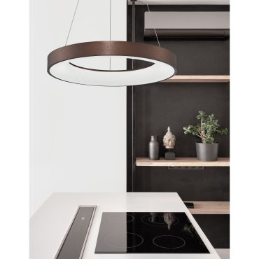 Nova Luce Rando Thin - lampe suspendue - Ø 60 x 120 cm - 50W LED dimmable inclus - café brossé