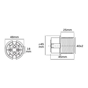 VK Lighting - douille E27 - plastique - avec filetage &amp; bride - Ø 4,0 x 4,5 cm - noir