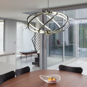 Searchlight Bardot - lampe suspendue - Ø 51 x 150 cm - 42W LED dimmable inclus - chrome et blanc