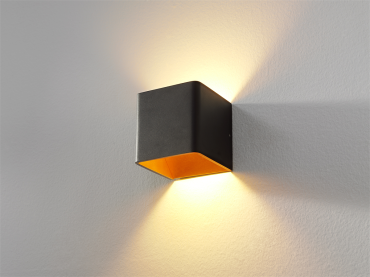 Artdelight Fulda - applique murale - 10 x 10 x 10 cm - 6W dimmable LED inclus - noir et or