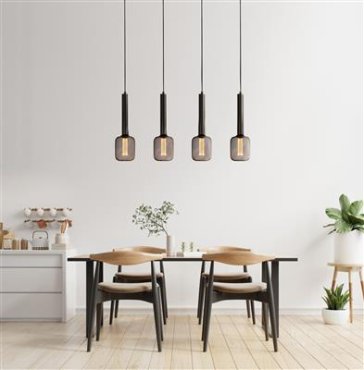 Searchlight Dulwich - lampe suspendue 4L - 6 x 80 x 120 cm - noir