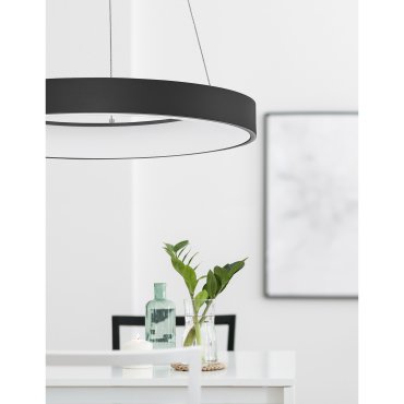 Nova Luce Rando Thin - lampe suspendue - Ø 60 x 120 cm - 50W dimmable LED inclus - sand black - white light colour