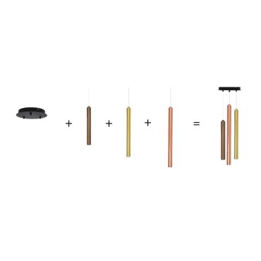 VK Lighting Rados - plaque de montage pour 3 points lumineux avec driver - Ø 25,5 x 3,6 cm - 28 à 36Vdc/230V - 20-25W LED inclus - 700Ma - noir