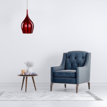 Searchlight Vibrant - lampe suspendue - Ø 12 x 142 cm - rouge vin