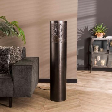 Vico Cylinder Nickel - lampadaire - Ø 25 x 120 cm - nickel noir
