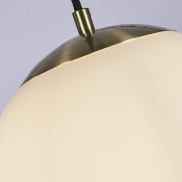 Searchlight Atom II - lampe suspendue - Ø 30 x 120 cm - laiton satiné et opale