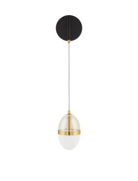 Nova Luce Egna - applique murale - Ø 12 x 48 cm - 13W LED inclus - opale, verre cognac, or et noir