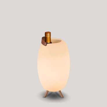 New Garden Apolo - porte-bouteilles lumineux avec haut-parleur et télécommande - Ø 25 x 45 cm - IP44 - blanc