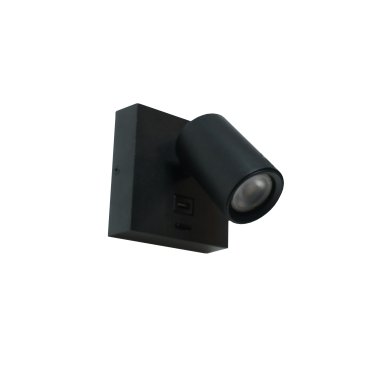 Artdelight Master - Applique murale avec interrupteur et port USB - 11,5 x 12,5 x 11,5 cm - 6W LED inclus - noir