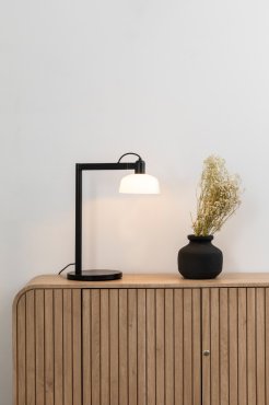 Faro Tatawin - lampe à poser - 25 x 45,4 x 57,5 cm - noir et verre laiteux