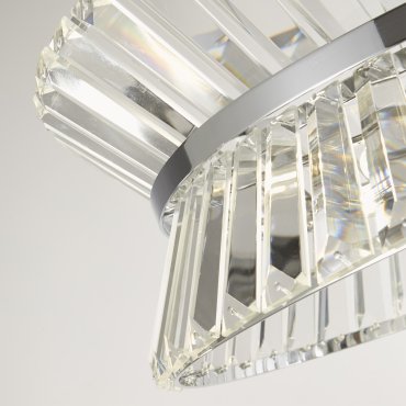 Searchlight Uptown - plafonnier suspendu - Ø 50 x 150 cm - chrome et transparent