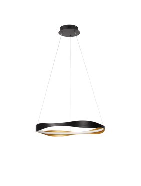 Nova Luce Dobi - lampe suspendue - Ø 60 x 120 cm - 32W dimmable LED inclus - noir sablé et or