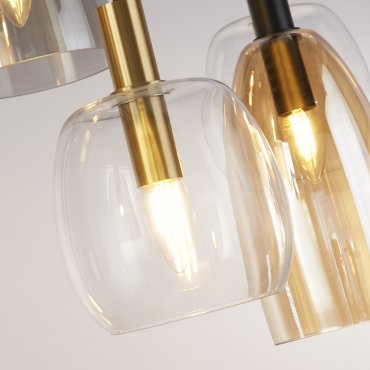 Searchlight Divine - lampe suspendue - 95 x 140 cm - noir mat et verre coloré
