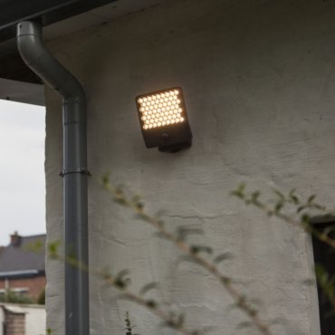 Lutec Atlantis - projecteur avec détecteur - 22,2 x 20,1 x 12,4 cm - 24W LED incluse - 4000K - IP54 - gris foncé