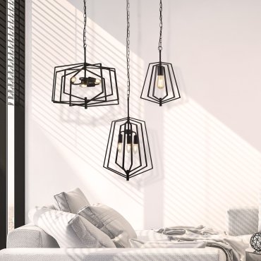 Searchlight Slinky - lampe suspendue - 35 x 35 x 110 cm - noir mat