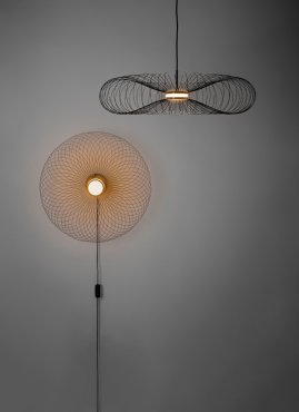 VK Lighting Synnefo - applique murale avec interrupteur à câble et prise - Ø 61 ou 74 cm - 8W LED inclus - noir