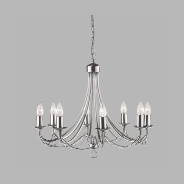 Searchlight Maypole - lustre - Ø 60 x 100 cm - argent satiné