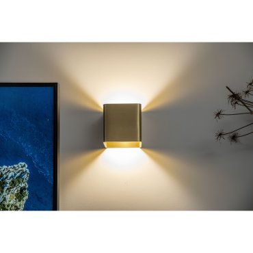 Artdelight Fulda - applique murale - 10 x 10 x 10 cm - 6W LED dimmable inclus - or brossé