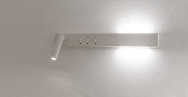 VK Lighting Bar - applique murale avec liseuse à gauche - 40 x 17 x 5 cm - 3W + 2x6W LED inclus - blanc