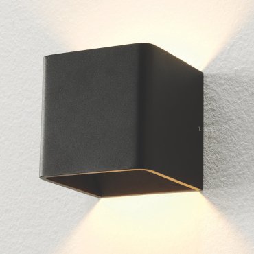 Artdelight Fulda - applique murale - 10 x 10 x 10 cm - 6W LED dimmable inclus - dim to warm - noir