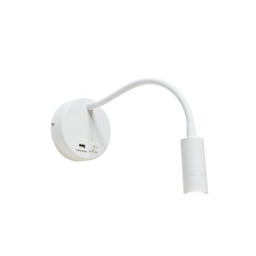 Artdelight Flex-USB - applique murale avec interrupteur et port USB - Ø 11 x 34 cm - 3W LED inclus - blanc