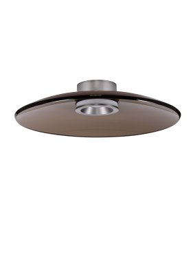 Nova Luce Esti - plafonnier - Ø 50 x 10,6 cm - 33W dimmable LED inclus - nickel brossé et verre brun foncé