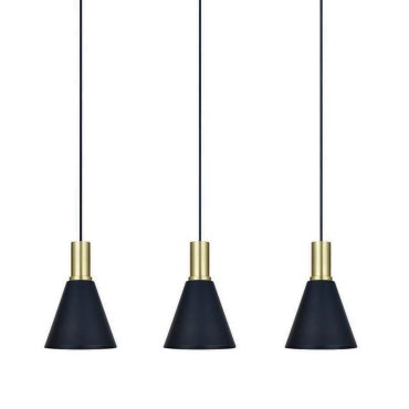 ONE Light E27 Cones - lampe suspendue - Ø 15,3 x 222,8 cm - laiton brossé et noir