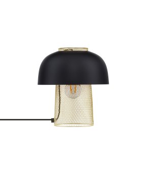 Nova Luce Sqube - lampe de table - Ø 25 x 28 cm - noir sablé et or