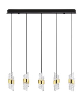 Nova Luce Seneca - lampe suspendue - 83 x 150 x 7,5 cm - 41W LED inclus - or et noir