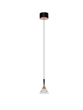 Nova Luce Paluz - lampe suspendue - Ø 10,5 x 180 cm - 7W LED inclus - noir mat et or rose