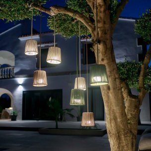New Garden Conta Mini - lampe suspendue avec source lumineuse rechargeable et télécommande - Ø14,5 x 314,6 cm - 3,5W LED inclus - IP54 - vert