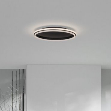 Nova Luce Willow - plafonnier - Ø 60 x 6 cm - 52W LED incus - noir sable