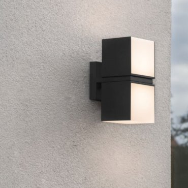 Lutec Cuba - applique/plafonnier extérieur - 10 x 14 x 21 cm - 2 x 12,2W LED inclus - IP54 - noir