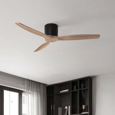 Nova Luce Ninemia - ventilateur de plafond avec télécommande - Ø 132 cm - noir sablé et bois naturel
