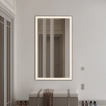 Nova Luce Deca - miroir avec éclairage - 70 x 120 x 3,5 cm - 36W LED inclus - IP44 - noir sablé et blanc
