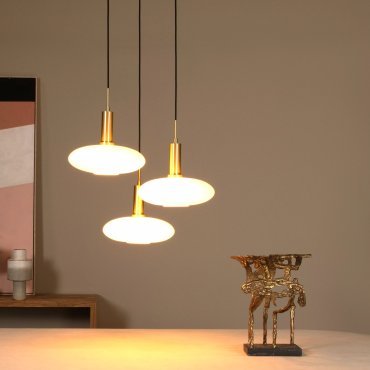 Lucide Singala 3L - lampe suspendue - Ø 55 x 169 cm - opale et or