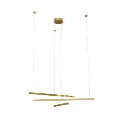 Maxlight Trio - lampe suspendue - 100 x 3,6 x 150 cm - 3 x 12W LED dimmable inclus - or brossé