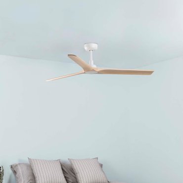 Faro Heywood L - ventilateur de plafond - Ø 132 cm - blanc mat et pin